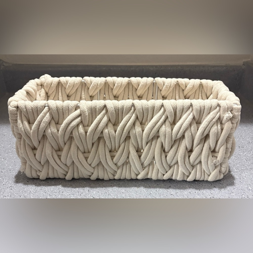 Woven Rope Storage Basket | Neutral Home Decor Organizer